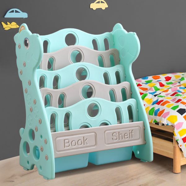 Kids Bookshelf Bookcase Magazine Rack Organiser Shelf Children – Green