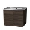 Vanity Unit Basin Cabinet Storage Bathroom Wall Mounted Ceramic 600mm – Walnut