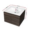 Vanity Unit Basin Cabinet Storage Bathroom Wall Mounted Ceramic 600mm – Walnut