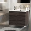 Vanity Unit Basin Cabinet Storage Bathroom Wall Mounted Ceramic 600mm – Walnut