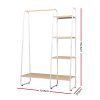 Closet Storage Rack Clothes Hanger Shelf Garment Rail Stand Wardrobe Organiser – White