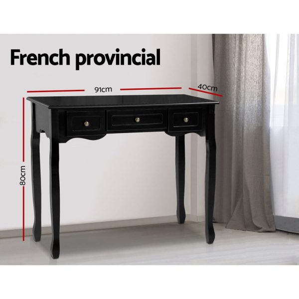 Hall Console Table Hallway Side Dressing Entry Wooden French Drawer – Black