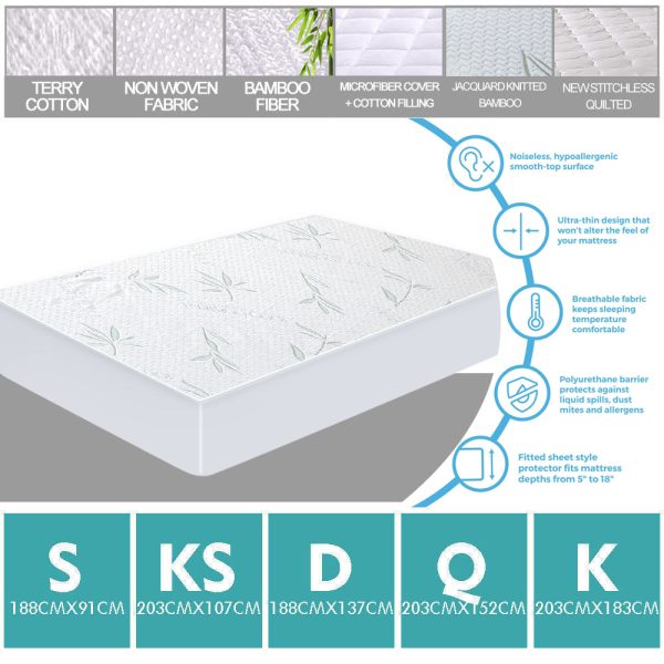 Terry Cotton Fully Fitted Waterproof Mattress Protector – KING SINGLE