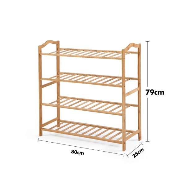 Bamboo Shoe Rack Storage Wooden Organizer Shelf Stand – 80 cm, 4 Tiers