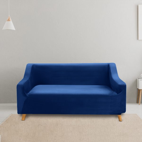 Sofa Cover Couch High Stretch Super Soft Plush Protector Slipcover – Navy, 2 Seater