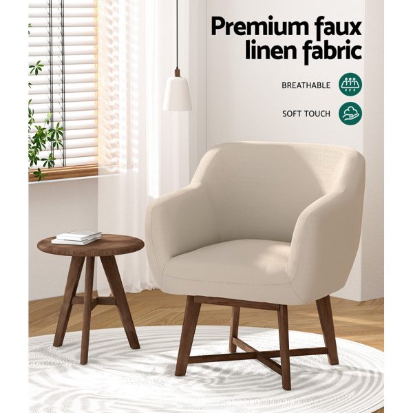 Fabric Tub Lounge Armchair – Beige
