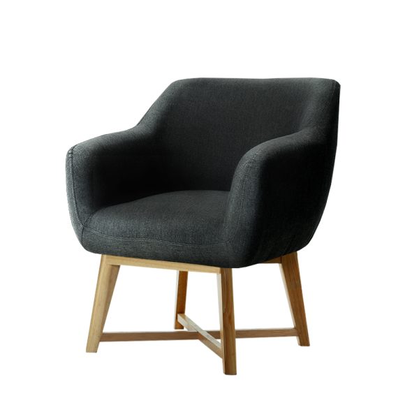Fabric Tub Lounge Armchair – Charcoal
