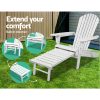 Adirondack Beach Chair with Ottoman – White – 1