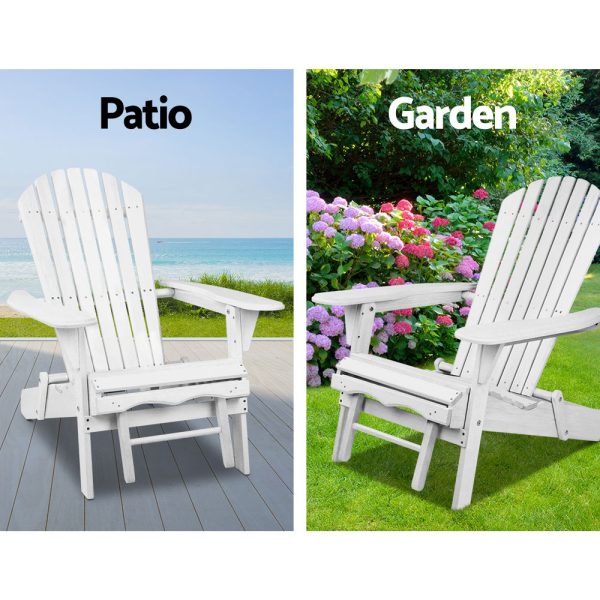 Adirondack Beach Chair with Ottoman – White – 1