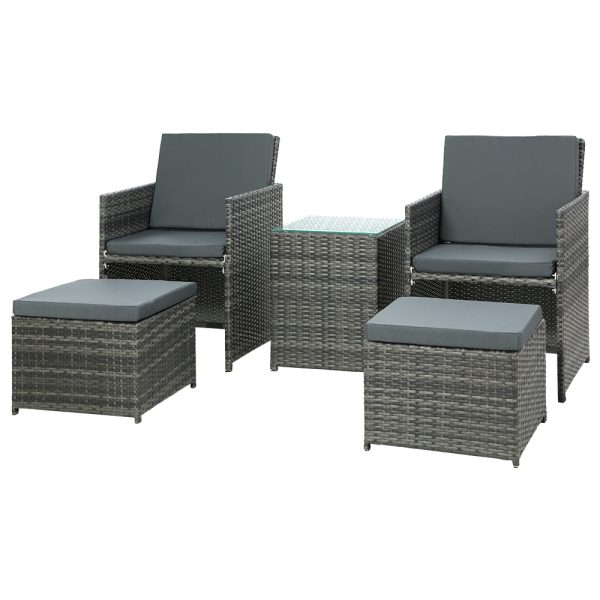 Recliner Chairs Sun Lounge Wicker Lounger Outdoor Furniture Patio Sofa – Grey
