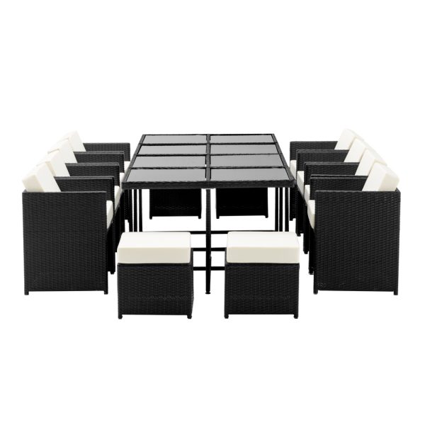 13 Piece Wicker Outdoor Dining Table Set – Black