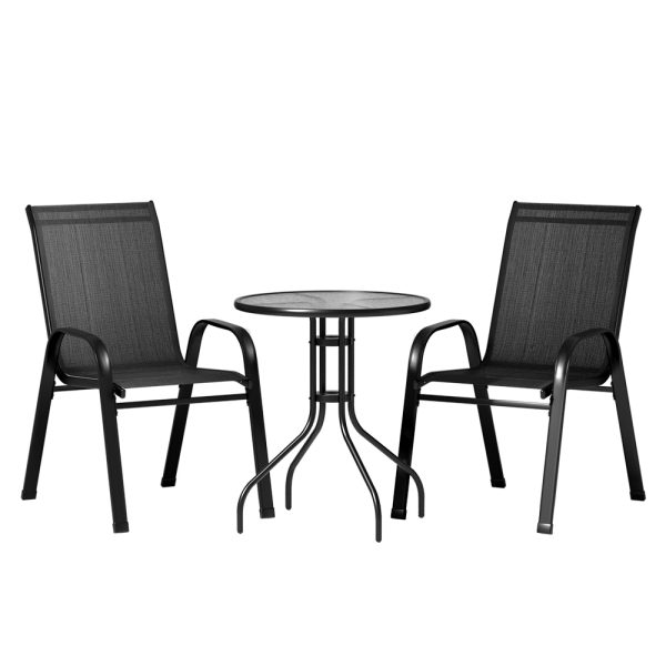 Outdoor Furniture Table and chairs Stackable Bistro Set Patio Coffee – 3