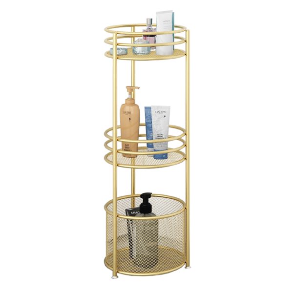 3 Tier Bathroom Freestanding Storage Shelf Multifunctional Display Rack Organiser with Basket – 1