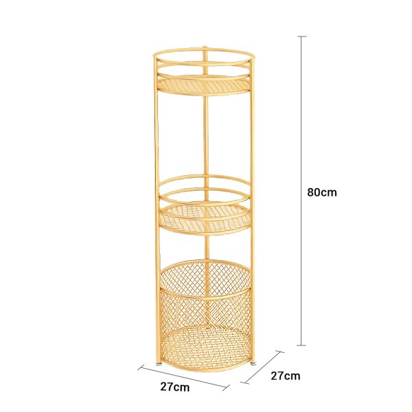 3 Tier Bathroom Freestanding Storage Shelf Multifunctional Display Rack Organiser with Basket – 1