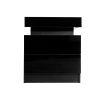 Hercules Bedside Tables Drawers RGB LED Side Table High Gloss Nightstand Cabinet – Black