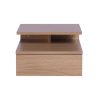 Linburn Bedside Tables LED Side Table Storage Drawer Floating Nightstand – Oak