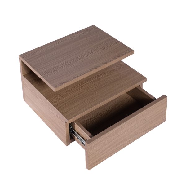 Linburn Bedside Tables LED Side Table Storage Drawer Floating Nightstand – Oak