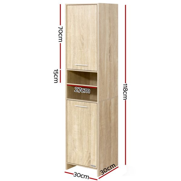 185cm Bathroom Cabinet Tallboy Furniture Toilet Storage Laundry Cupboard