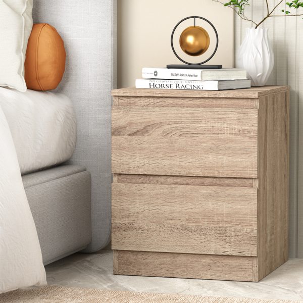 Marden Bedside Tables Drawers Side Table Bedroom Furniture Nightstand Lamp – Oak