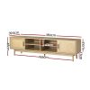 Rolleston TV Cabinet Entertainment Unit TV Stand Wooden Rattan Storage Drawer – 180×39.5×48 cm