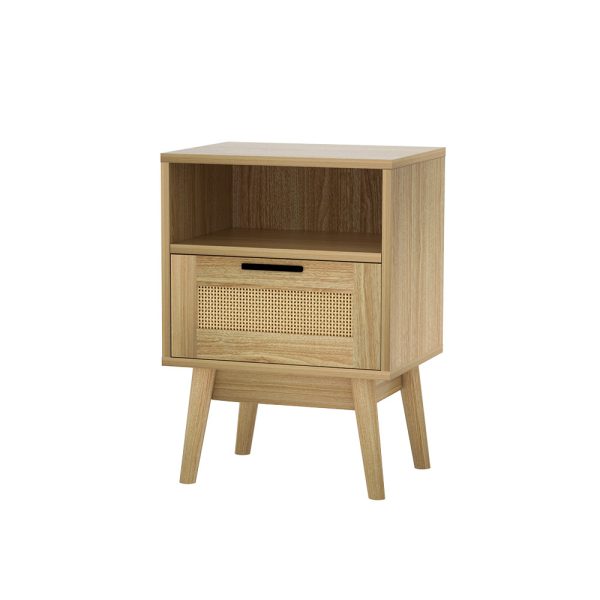 Grantham Bedside Tables Rattan Drawers Side Table Nightstand Storage Cabinet Wood