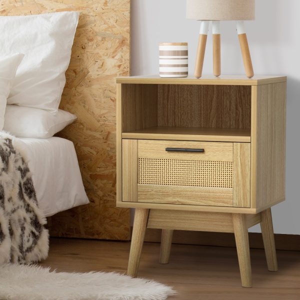 Grantham Bedside Tables Rattan Drawers Side Table Nightstand Storage Cabinet Wood – Model 1