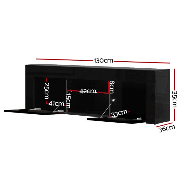 Wailuku 130cm RGB LED TV Stand Cabinet Entertainment Unit Gloss Furniture – Black