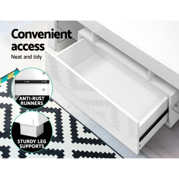 Eaton TV Cabinet Entertainment Unit Stand RGB LED Gloss Furniture 130cm – White