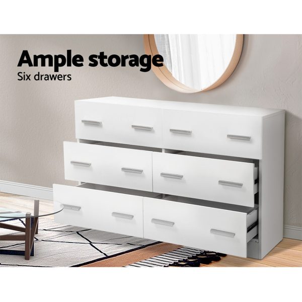 6 Chest of Drawers Cabinet Dresser Table Tallboy Lowboy Storage Wood – White