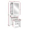 Dressing Table Mirror Stool Mirror Jewellery Cabinet Makeup Storage Wood – White