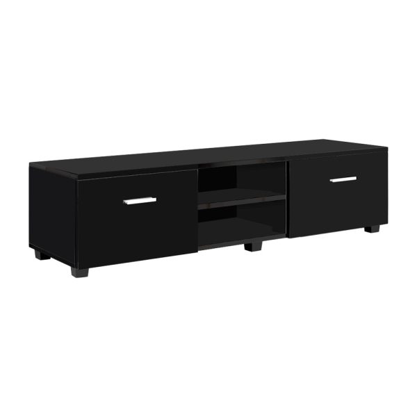 Porthcawl 140cm High Gloss TV Cabinet Stand Entertainment Unit Storage Shelf – Black