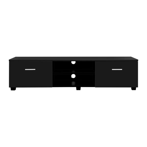 Porthcawl 140cm High Gloss TV Cabinet Stand Entertainment Unit Storage Shelf – Black