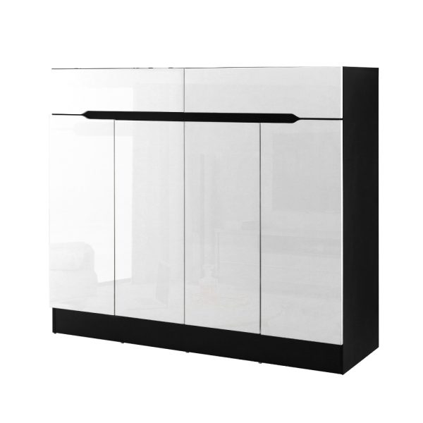 120cm Shoe Cabinet Shoes Storage Rack High Gloss Cupboard Drawers – White and Black