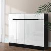 120cm Shoe Cabinet Shoes Storage Rack High Gloss Cupboard Drawers – White and Black