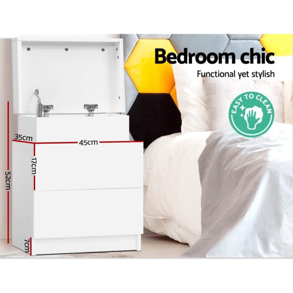 Chifley Bedside Tables 2 Drawers Side Table Storage Nightstand Bedroom Wood – White