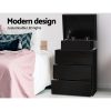 Eastbourne Bedside Tables Side Table Drawers RGB LED High Gloss Nightstand – Black, Model 4