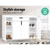 Shoe Cabinet Shoes Storage Rack 120cm Organiser Drawer Cupboard Wood – White