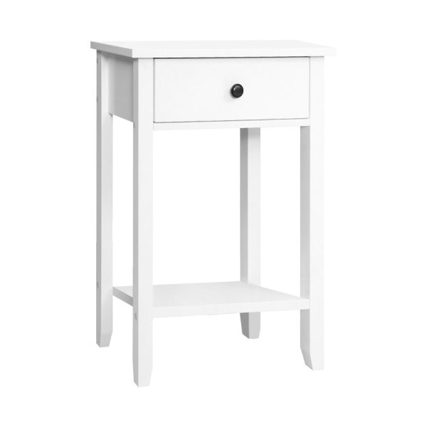 Timonium Bedside Tables Drawer Side Table Nightstand White Storage Cabinet White Shelf – 50x30x74 cm