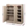 2 Doors Shoe Cabinet Storage Cupboard – Oak
