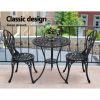 3PC Outdoor Setting Cast Aluminium Bistro Table Chair Patio – Black