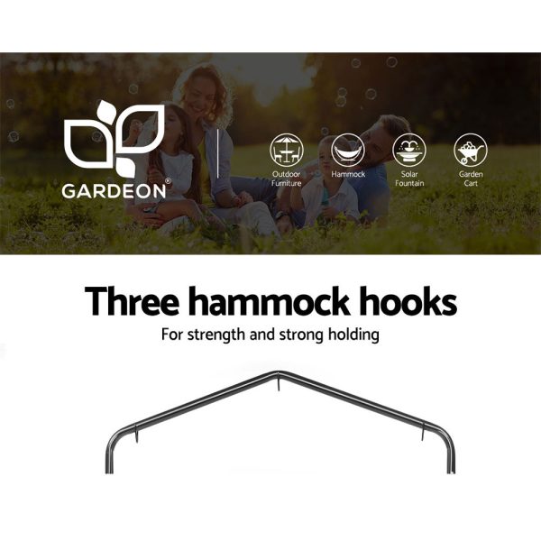 Hammock Chair Swing Bed Relax Rope Portable Outdoor Hanging Indoor 124CM – Cream, With U Shap Stand