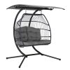 Outdoor Furniture Lounge Hanging Swing Chair Egg Hammock Stand Rattan Wicker – Grey