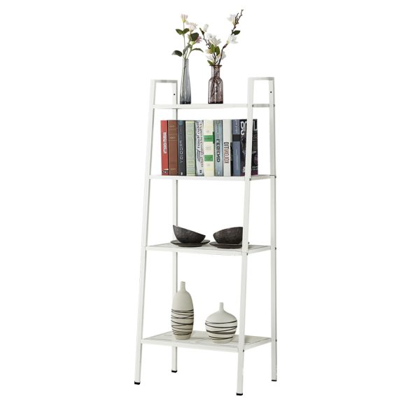 4 Tier Ladder Shelf Unit Bookshelf Bookcase Book Storage Display Rack Stand – White