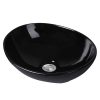 Wash Basin Oval Ceramic Hand Bowl Bathroom Sink Vanity Above Counter Black – High Gloss Finish