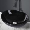 Wash Basin Oval Ceramic Hand Bowl Bathroom Sink Vanity Above Counter Black – High Gloss Finish