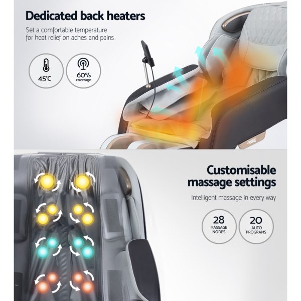 Electric Massage Chair Full Body Reclining Zero Shiatsu Heating Massager – Grey and Black