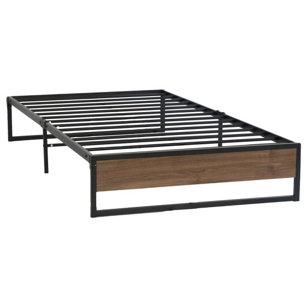 Metal Bed Frame Mattress Base Foundation Wooden Black OSLO