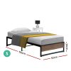 Metal Bed Frame Mattress Base Foundation Wooden Black OSLO – SINGLE