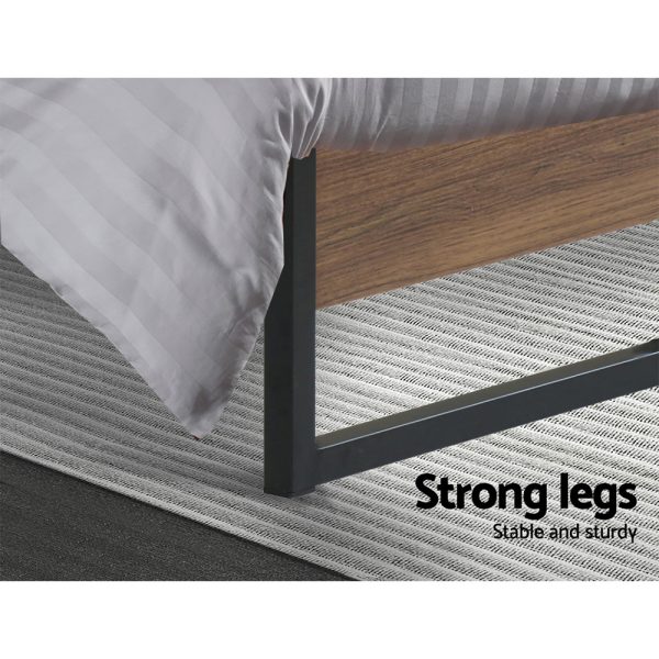 Metal Bed Frame Mattress Base Foundation Wooden Black OSLO – SINGLE