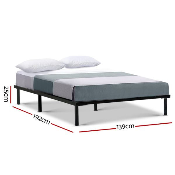 Metal Bed Frame Mattress Base Platform Wooden Black TED – DOUBLE